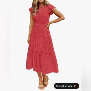 Chic Coral Midi Dress